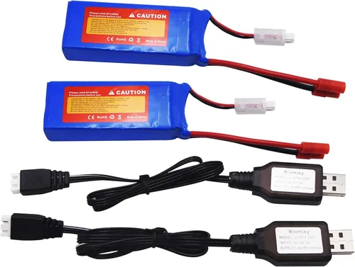 Vista 9 de Batería y cargado con conector plátano Blomiky, 2 uds, 7.4 V, 2000 mAh, para SYMA X8C X8W X8G X8HD X8HW X8HG 506HG JXD 506G Holy HS300 HS400