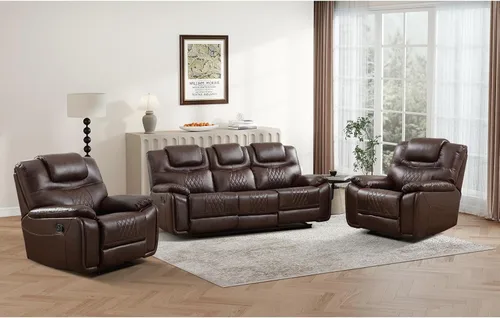 Vista 12 de EBELLO Silla reclinable manual de piel sintética, sofá reclinable con cómodos reposabrazos y respaldo, sofá individual para sala de estar