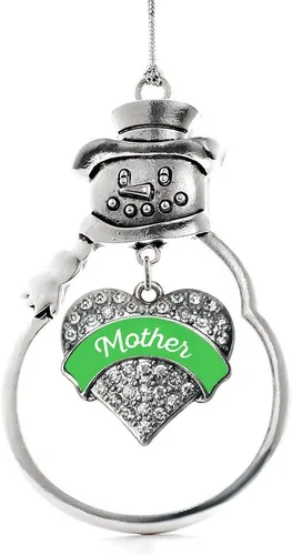 Vista 59 de Inspired Silver - Big Sis - Adorno de Navidad plateado - Adorno de árbol de Navidad con dije de corazón con circonita cúbica - Decoración colgante