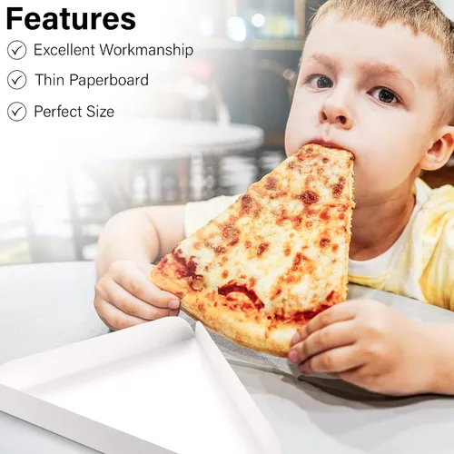 Vista 5 de MT Products Plato de cuña de pizza individual blanco de 8.43 x 7.75 pulgadas, bandeja de cartón para tartas (paquete de 50), fabricado en Estados