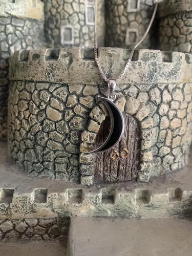 Vista 8 de Collar con colgante de luna creciente oscura de plata de ley de 18 pulgadas de ónix negro creado, Plata esterlina, ónix sintético