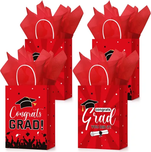 Vista 9 de Colarr 24 bolsas de regalo de graduación a granel con papel de seda clase de 2026, bolsas de regalo de fiesta de graduación con asas para escuela