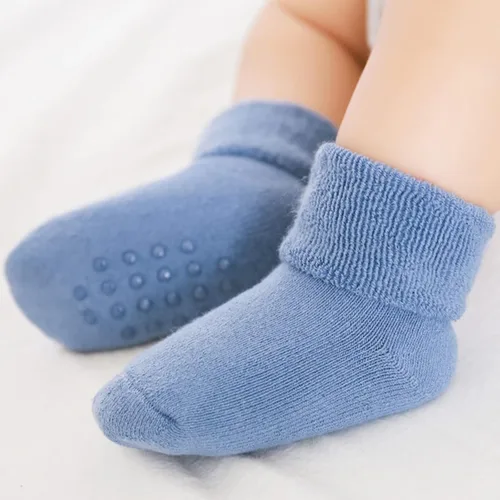 Vista 3 de Ehdching Paquete de 6 calcetines de algodón antideslizantes antideslizantes para bebés y niñas pequeñas