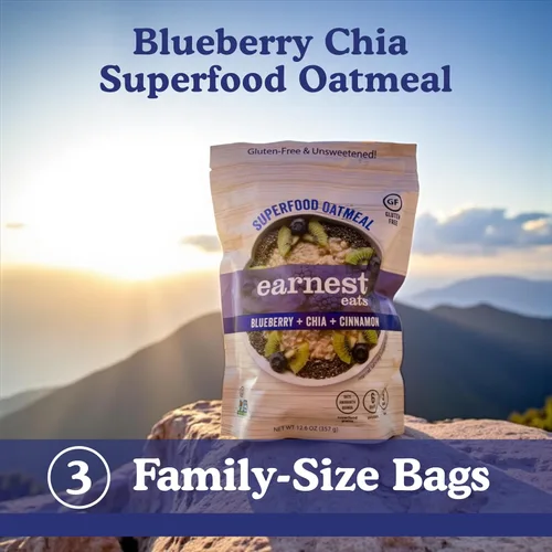 Vista 8 de Earnest Eats Superfood Avena – Arándanos Chia Canela – Vegana, sin gluten, 0.18 oz de proteína vegetal, 0.18 oz de fibra, sin azúcar añadida, 24