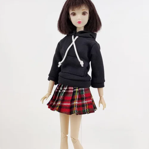 Vista 3 de Ropa de muñeca de 1/6 para niña de 11.5 pulgadas, sudaderas con capucha, faldas plisadas, ropa para estudiantes, accesorios para muñecas (estilo C)
