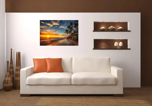 Vista 3 de DZL Art S74769 - Impresión de Pintura en Lienzo Paraíso Isla Tropical Playa con Palmeras Impresión Fotográfica Imágenes de la Naturaleza Arte