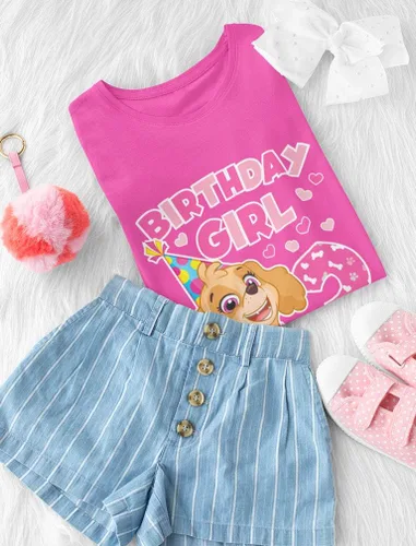 Vista 5 de Camiseta de cumpleaños para niña de Paw Patrol Skye de tercer cumpleaños para niños pequeños