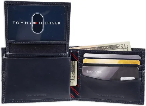 Vista 4 de Tommy Hilfiger Cartera de cuero genuino para hombre con múltiples ranuras para tarjetas