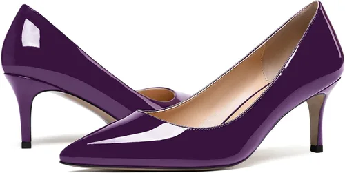 Vista 6 de MODENCOCO Zapatos de tacón medio de charol con punta puntiaguda para mujer, de 2.5 pulgadas