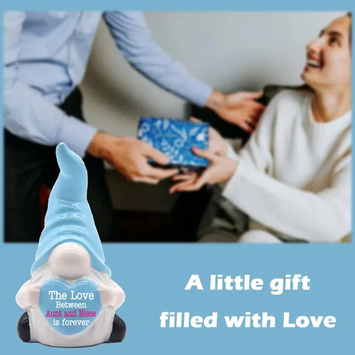 Vista 6 de GRH009 - Regalos para tía y sobrina - El amor entre tía y sobrina es para siempre, bonito soporte de anillo de gnomo de cerámica para tía, sobrina