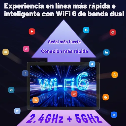 Vista 4 de Tablet Android de 10.1 pulgadas con funda, Android 15 tabletas para adultos, Octa-Core, 8 GB de RAM 64 GB ROM, 1 TB expandible, WiFi 6, GPS, cámara