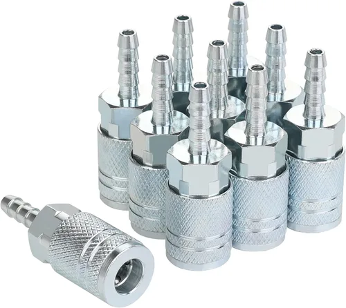 Vista 10 de Accesorios de manguera de aire de 1/4, acoplador industrial tipo M, tamaño de flujo de 1/4 pulgada, tamaño de rosca hembra de 1/4 pulgada