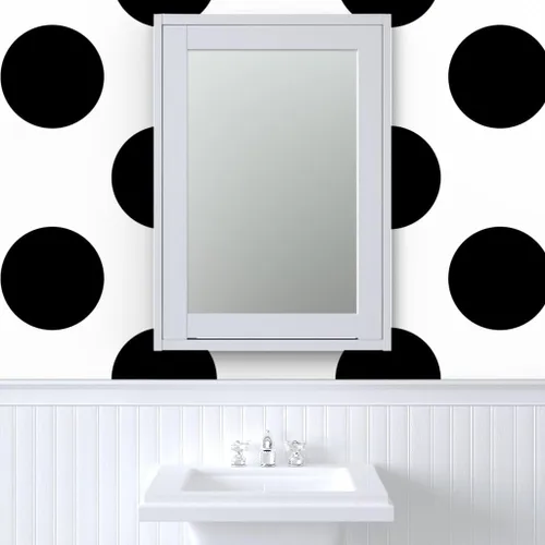 Vista 9 de Papel tapiz para despegar y pegar, diseño de lunares, círculos negros y blancos, moderno, geométrico, extraíble, por Spoonflower Sample 12" x 24