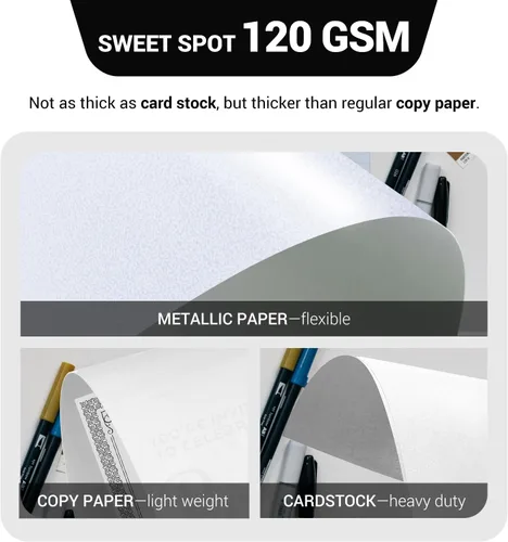 Vista 3 de Goefun - 100 hojas de papel brillante blanco brillante de 8.5 x 11 pulgadas de doble cara, papel metálico brillante de 32 libras (4.23 oz/m²)