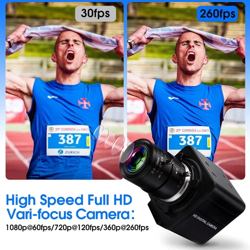 Vista 5 de 260fps Variable Focus Camera 2.8-12mm 4X Optical Zoom Webcam, 1080P Varifocal Web Cam Manual Zoom Lens Webcamera,Raspberry Pi Windows Mac Vari-Focus