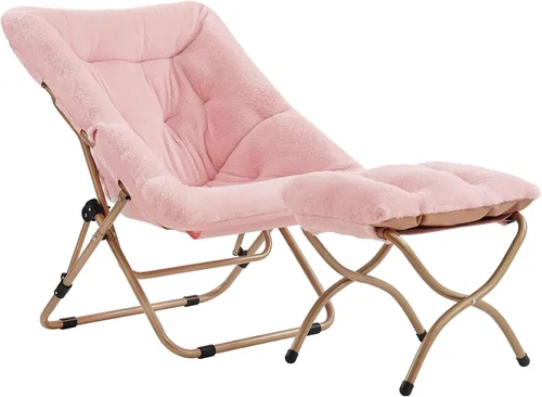 Vista 25 de Tiita Silla Cómoda Plegable, Silla de Acento Plegable de Gran Tamaño de Piel Sintética Suave, Silla de Descanso Perezosa para Niños, Adolescentes