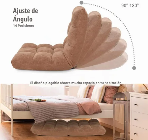 Vista 5 de S AFSTAR Silla de Piso Acolchada, Reclinable Perezosa Acolchada Ajustable de 14 Posiciones con Cómodo Soporte de Espalda y Funda Amigable