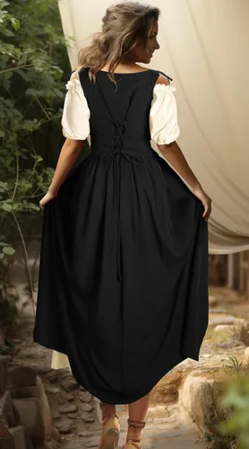 Vista 4 de HOMELEX Vestido renacentista para mujer, disfraz de elfo medieval, talla grande, disfraz de festival Ren Faire Midevil