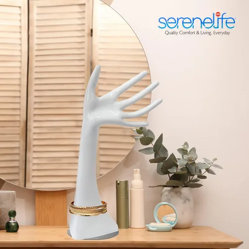 Vista 7 de SereneLife Soporte para exhibición de mano de joyería, mano de maniquí femenina larga extendida, organizador blanco para accesorios, adecuado
