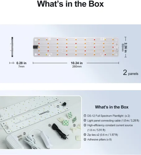 Vista 8 de Luces para plantas, espectro completo de 12 W (equivalente a 120 W), panel ultrafino, 84 LED lámpara solar para plantas con interruptor