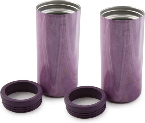 Vista 17 de Cambridge ECW3BLCB2DS Blue - Paquete de 2 vasos de vino de acero inoxidable con diseño de geoda de 12 onzas Azul