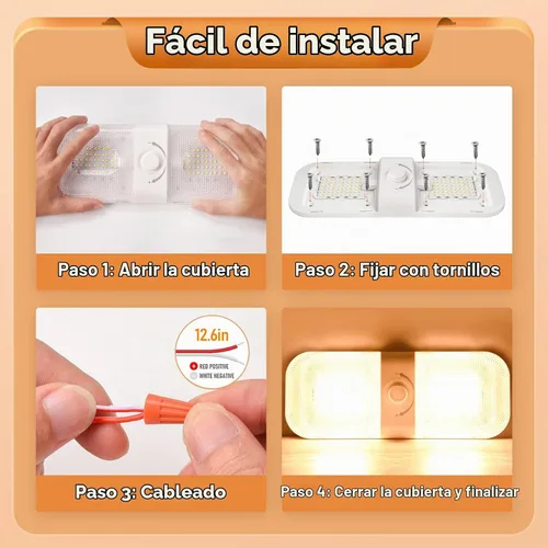 Vista 5 de Lámpara de techo LED para interior de caravana, 1700 lúmenes, 12 V, 120 LED, luces LED de 12 V, luz de cúpula de 12 V, 3 modos de color, luz