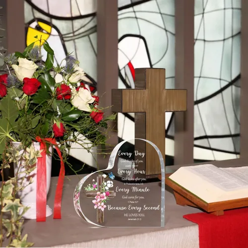 Vista 4 de Regalos cristianos de acrílico para mujer, regalos inspiradores con versículos de la Biblia y oraciones, regalos religiosos con las Sagradas