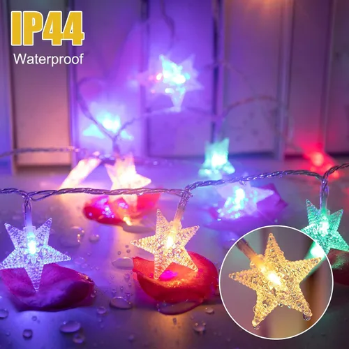 Vista 4 de Minetom Luces de Cadena de Estrellas para Dormitorio - 33 pies Luces de Cadena de Estrellas que Cambian de Color con Enchufe, con Control Remoto