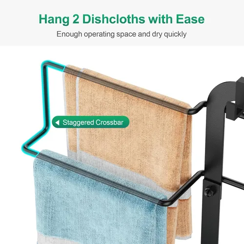 Vista 4 de GSlife Organizador de fregadero de cocina, soporte grande todo en uno con toallero, organizador de encimera resistente a la corrosión con bandeja