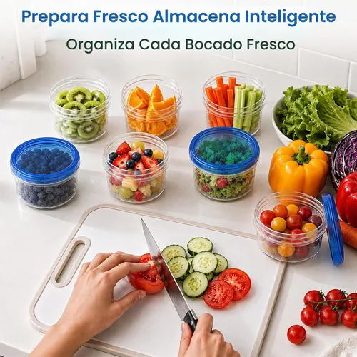 Vista 7 de RFAQK Contenedores de almacenamiento para congelador con tapas, 12 recipientes de plástico de 16 onzas con 12 tapas de rosca, recipientes