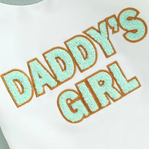 Vista 6 de Ropa de bebé recién nacida, ropa para niña con estampado de papi, sudadera bordada, mameluco de manga larga