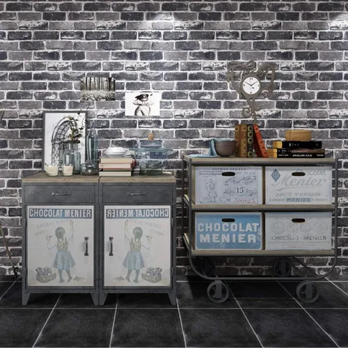Vista 4 de Okydoky Papel Tapiz Despegable y Adhesivo, Papel Tapiz de Ladrillo Gris para Decoración del Hogar, Papel de Contacto Adhesivo y Despegable