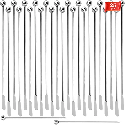 Vista 8 de 15 palitos de metal para agitar, agitadores de café inoxidables, reutilizables, palitos Swizzle para cócteles, palitos multifuncionales para epoxi
