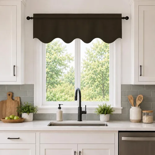 Vista 17 de Aquazolax Half Window Curtains 24 Inch Length, 28" Wide Rod Pocket Small Window Treatment for Kitchen, Bathroom, Camper, Beige, 2 Panels Set