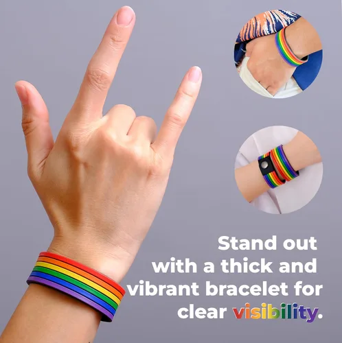 Vista 4 de Pulsera de orgullo arco iris para hombres y mujeres Bi Pride Bisexual Pulsera Lgbt regalos
