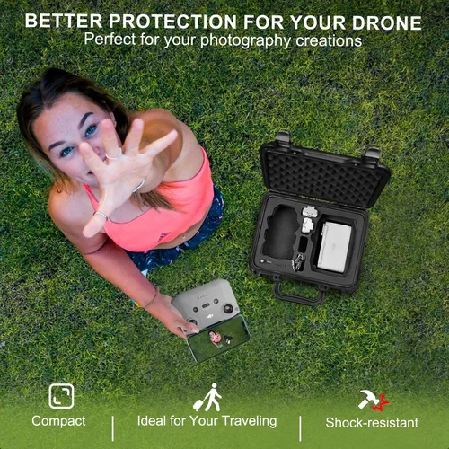 Vista 8 de Lekufee - Carcasa rígida compacta y portátil, resistente al agua, compatible con accesorios para Dron DJI Mini 2 y Mavic Mini 2.