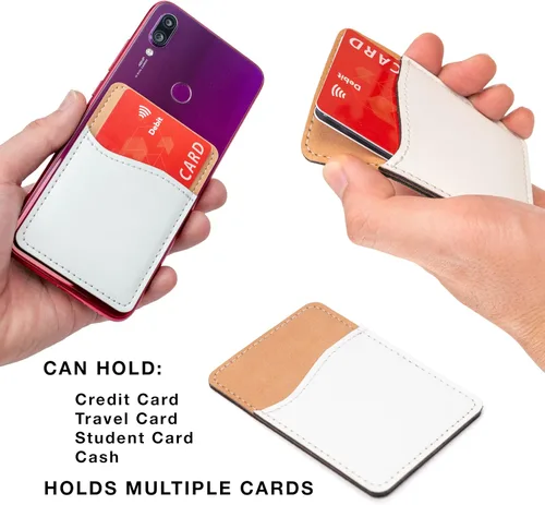 Vista 7 de Sublimation Blanks - Cartera para teléfono – Tarjetero de piel sintética para la parte posterior del teléfono, se pega en iPhone, Android, HTV