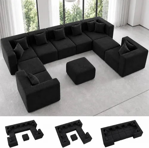Vista 9 de MONVANE - Sofá biplaza de 75 pulgadas, cómodo sofá modular de felpilla con 4 almohadas, moderno sofá sin hueso, sofá de 2 plazas para sala de estar