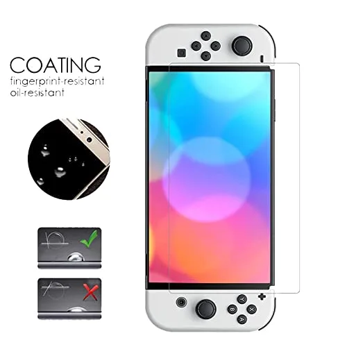 Vista 6 de VIESUP Screen Protector for Nintendo Switch OLED 2021,2PACK 9 Hardness Anti-Scratch Easy to Install Ultra Clear Screen Tempered Glass for Nintendo