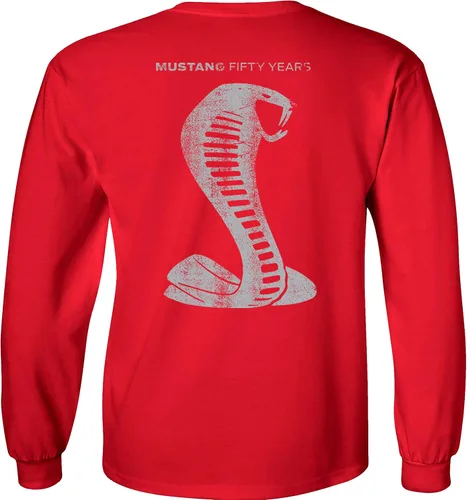Vista 3 de Ford Mustang 50 Años Camisa de manga larga Aniversario Gris Shelby Cobra Snake Silhouette