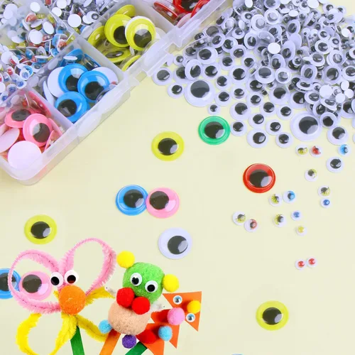 Vista 5 de LOMIMOS 1500pcs Wiggle Googly Eyes con autoadhesivo, 0.157 in-0.591 in, para decoración de manualidades de bricolaje