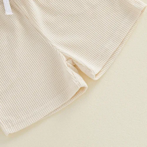 Vista 7 de MERSARIPHY Ropa para bebé niño de 6, 12, 18 meses, 2T 3T, traje de verano, punto gofre, a rayas, informal, camiseta y pantalones cortos