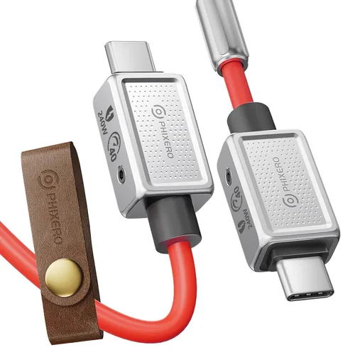 Vista 9 de PHIXERO Cable USB C a USB C de 240 W, aleación de zinc, 20 Gbps, 1.6 pies, negro