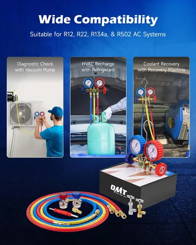 Vista 4 de OMT - Medidores de CA de 3 vías para refrigerante R134a R12 R22 R502