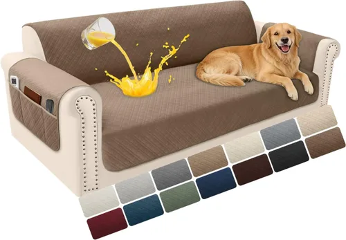 Vista 17 de Fundas de terciopelo 100% impermeables para sofá biplaza, fundas lavables para sofá de 2 plazas, fundas de sofá aptas para mascotas, protector