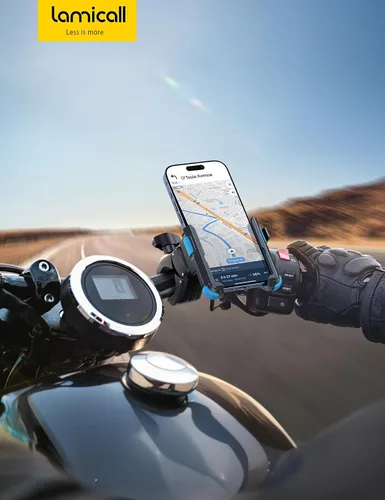 Vista 7 de Lamicall - Soporte para teléfono de motocicleta y bicicleta - [Liberación rápida 1s] Abrazadera de teléfono celular para bicicleta, abrazadera
