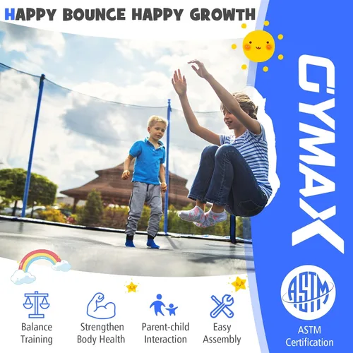 Vista 9 de GYMAX Trampolín para niños, aprobado por ASTM de 12 pies, 14 pies, 15 pies, 16 pies, trampolín recreativo para niños pequeños con red de cierre, aro