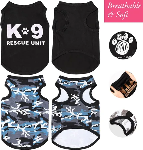 Vista 2 de 8 piezas de ropa para cachorros para perros pequeños, camisas transpirables para perros, ropa de verano para perros chihuahua