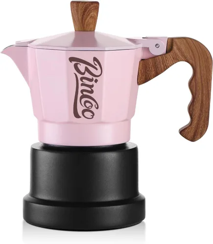 Vista 10 de Estufa para máquina de café expreso, olla de camping Moka de 2 tazas/4.1 fl oz, cafetera italiana de café expreso, fácil de usar (negro)