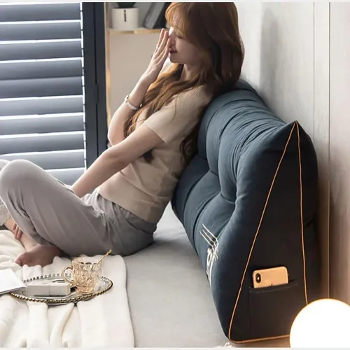 Vista 3 de Almohada para cabecera de dormitorio, almohada de espalda con cuña de cuerpo doble, para sentarse en la cama